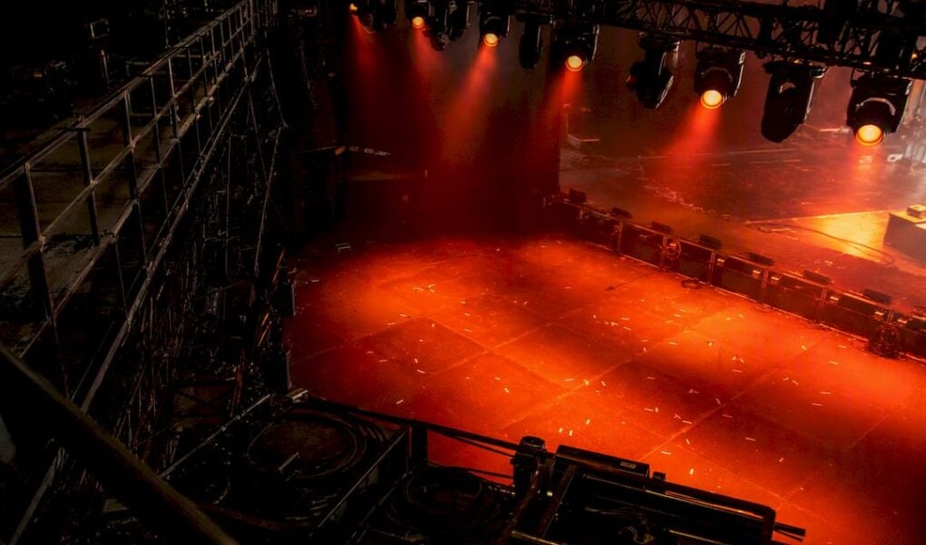 Stage lighting and rigging at gaming event