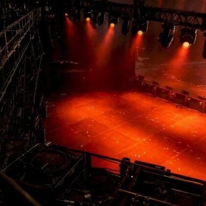 Stage lighting and rigging at gaming event