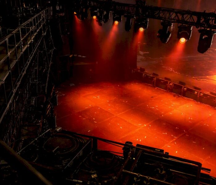 Stage lighting and rigging at gaming event